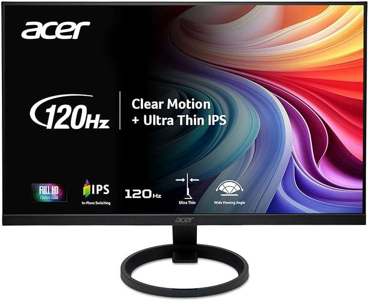 Acer R240Y G0bi 23.8" IPS Full HD (1920 x 1080) Ultra-Thin Gaming Office Monitor | Adaptive-Sync Support (FreeSync Compatible) | Up to 120Hz Refresh | 1ms (VRB) | 99% sRGB | Tilt | HDMI & VGA Ports - Image 1