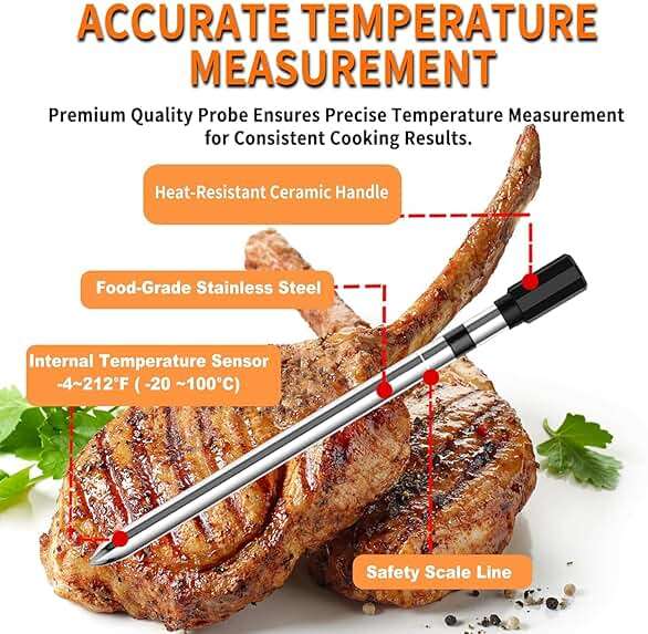 PRAVETTE Smart Bluetooth Meat Thermometer - Long Range Wireless Food Thermometer, Digital Meat Thermometer with Dual Probes for BBQ Grill, Oven, Smoker, Air Fryer - Image 3