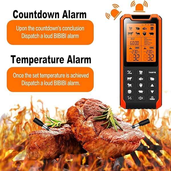 PRAVETTE Smart Bluetooth Meat Thermometer - Long Range Wireless Food Thermometer, Digital Meat Thermometer with Dual Probes for BBQ Grill, Oven, Smoker, Air Fryer - Image 5