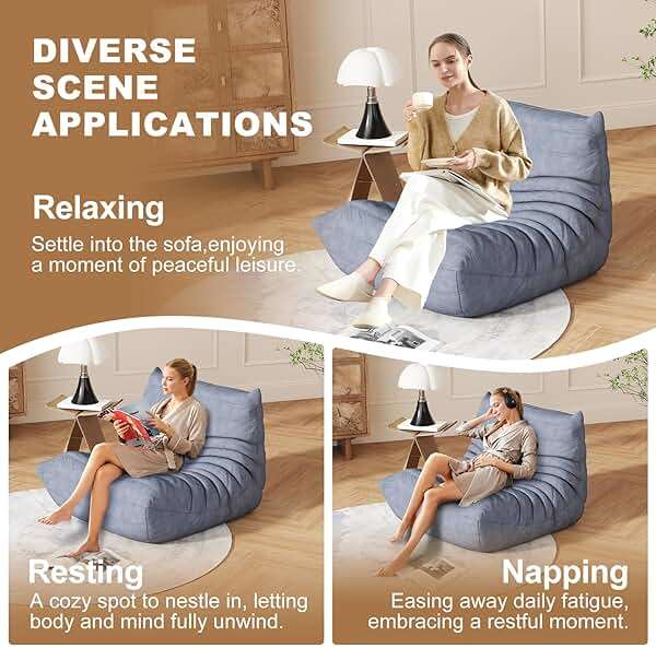 Snug Sofee Bean Bag Chairs for Adults, Bean Bag Sofa - Adult Size with Soft Waterproof Fabric for Living Room, Apartments, Reading Corner, Gaming, and Movie Venue (Gray) - Image 5