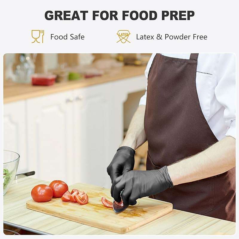 SWIFTLITE Black Vinyl Gloves, Food Grade Gloves Disposable Latex Free & Powder Free, Guantes for Cleaning Cooking Food Prep - Image 2