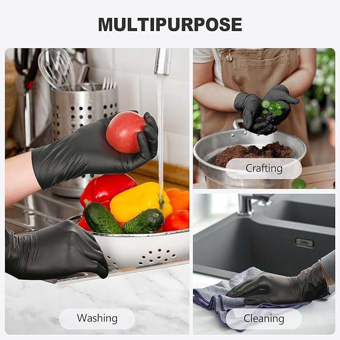 SWIFTLITE Black Vinyl Gloves, Food Grade Gloves Disposable Latex Free & Powder Free, Guantes for Cleaning Cooking Food Prep - Image 3