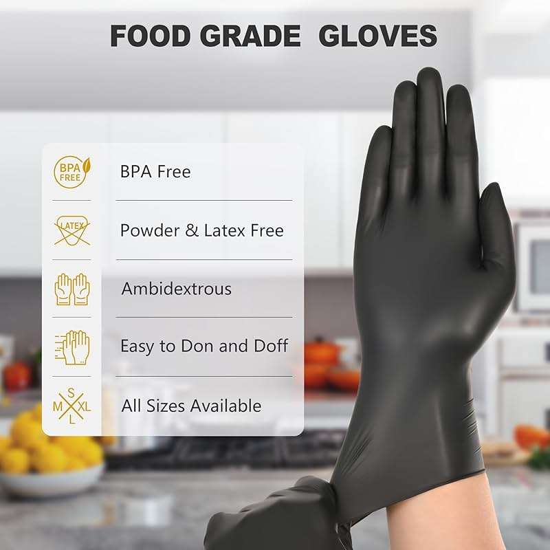 SWIFTLITE Black Vinyl Gloves, Food Grade Gloves Disposable Latex Free & Powder Free, Guantes for Cleaning Cooking Food Prep - Image 5