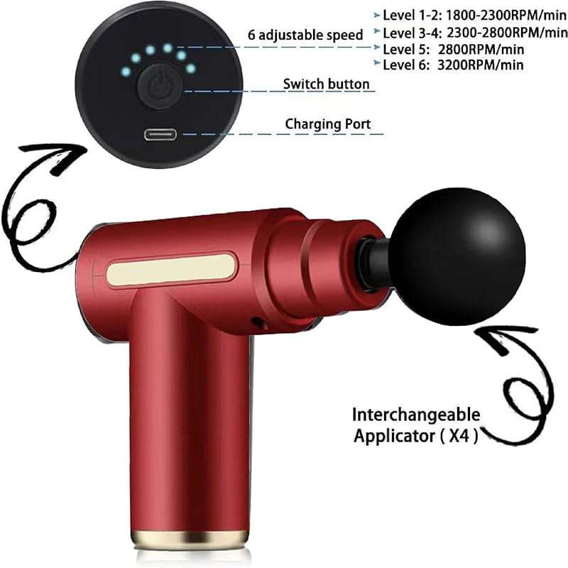 WANRUIL Massage Gun Upgrade Deep Tissue Muscle Massager for Pain Relief Percussion Massager with 4 Massage Heads & Silent Brushless Motor Portable Handheld Massager Best Gifts for Him Her - Image 2