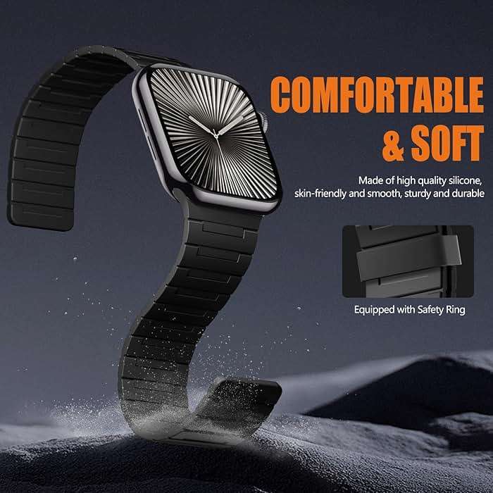 SNBLK Magnetic Watchband Compatible with Apple Watch for Men 44mm 45mm 46mm 49mm 42mm 41mm 40mm 38mm Women, Silicone Sport Strong Magnet Strap for iWatch Series 11 Ultra 3 Ultra 2 Se 10 9 8 7 6 5 4 1 - Image 3