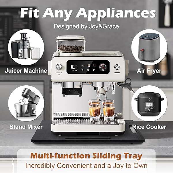 Joy&Grace Appliance Slider for Kitchen Appliances 360° Rolling Sliding Tray for Coffee Maker Countertop, Bamboo Coffee Pot Slider Rolling Tray with Universal Rollers (Black, Large 16"x13") - Image 6