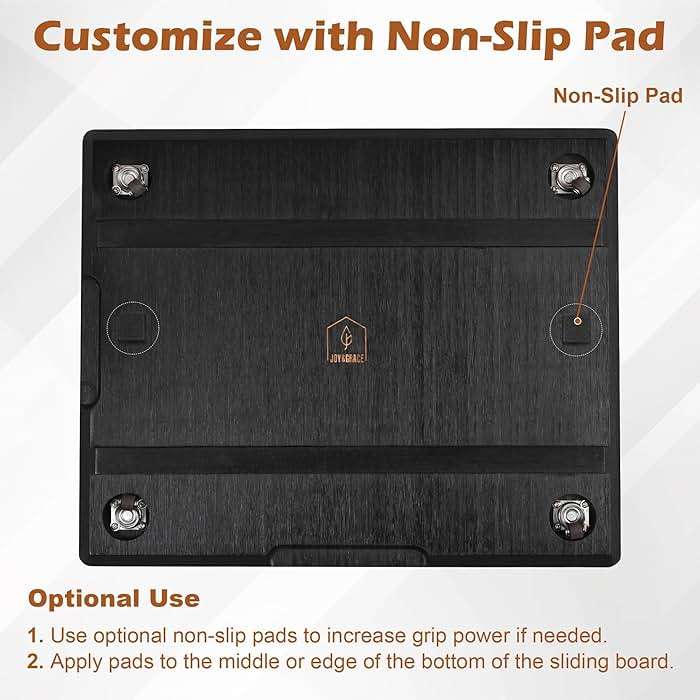 Joy&Grace Appliance Slider for Kitchen Appliances 360° Rolling Sliding Tray for Coffee Maker Countertop, Bamboo Coffee Pot Slider Rolling Tray with Universal Rollers (Black, Large 16"x13") - Image 8