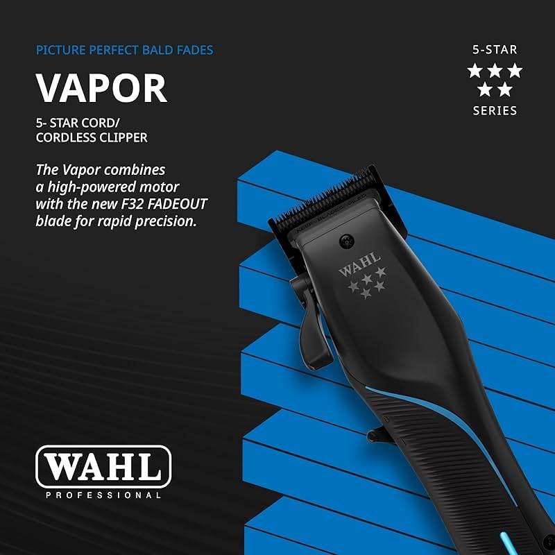 Wahl Professional 5-Star Vapor Clipper with F32 Fadeout Adjustable Balding Blade, Adaptable Speed Control, Cord/Cordless - Image 2