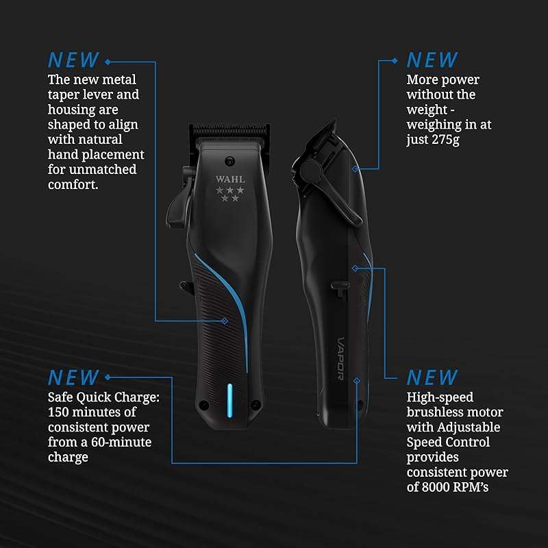 Wahl Professional 5-Star Vapor Clipper with F32 Fadeout Adjustable Balding Blade, Adaptable Speed Control, Cord/Cordless - Image 5