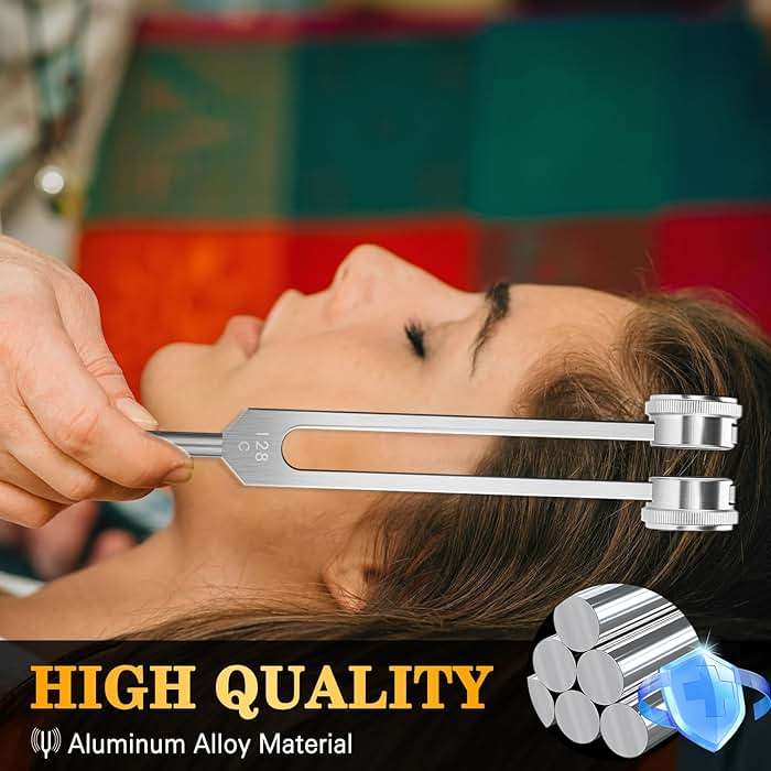 Tuning Fork 128hz with Reflex Hammer for Healing Chakra Set,Healing/Sound Therapy, Aluminum Alloy Sensory Tuning Fork Activator for Healing, Therapy Non Magnetic - Image 3