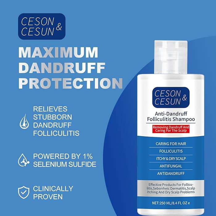 Ceson&Cesun Anti-Fungal/Anti Dandruff 2 in 1 Shampoo for Folliculitis, Scalp Psoriasis & Seborrheic Dermatitis, Itchy & Dry Scalp Relief, Nourishes, Hydrates, Fresh Scent, Safe For Color-Treated Hair - Image 14