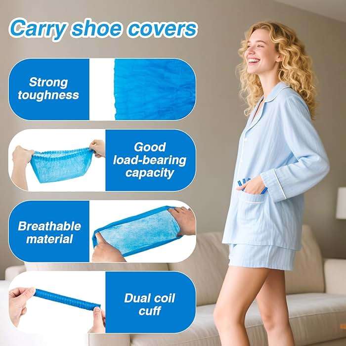 50 Pack (25 Pairs) Shoe Covers Disposable - Boot Covers Disposable Non Slip Shoe Covers for Men and Women Fits All Sizes of Shoe Booties for House Cleaning - Image 3