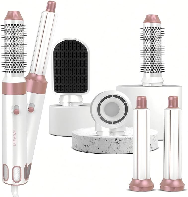 MIEARA 5 in 1 Hair Styler, Blow Dryer Brush, Hot Curling Brush, Air Styler, Straightener Brush, Hair Curler, Hair Styling Tools for Volumizing & Styling for Women Travel - Product Image