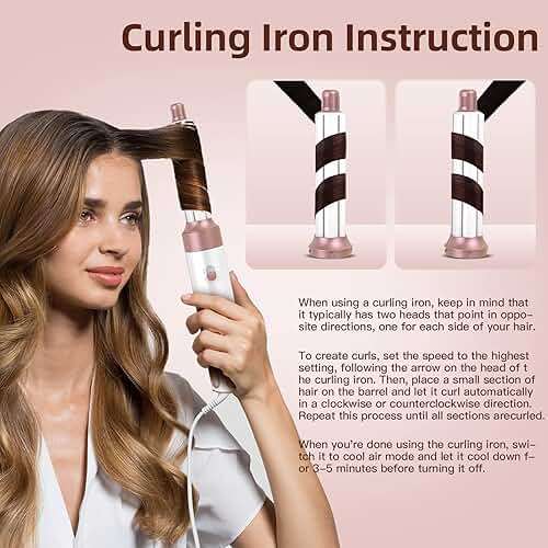 MIEARA 5 in 1 Hair Styler, Blow Dryer Brush, Hot Curling Brush, Air Styler, Straightener Brush, Hair Curler, Hair Styling Tools for Volumizing & Styling for Women Travel - Image 3