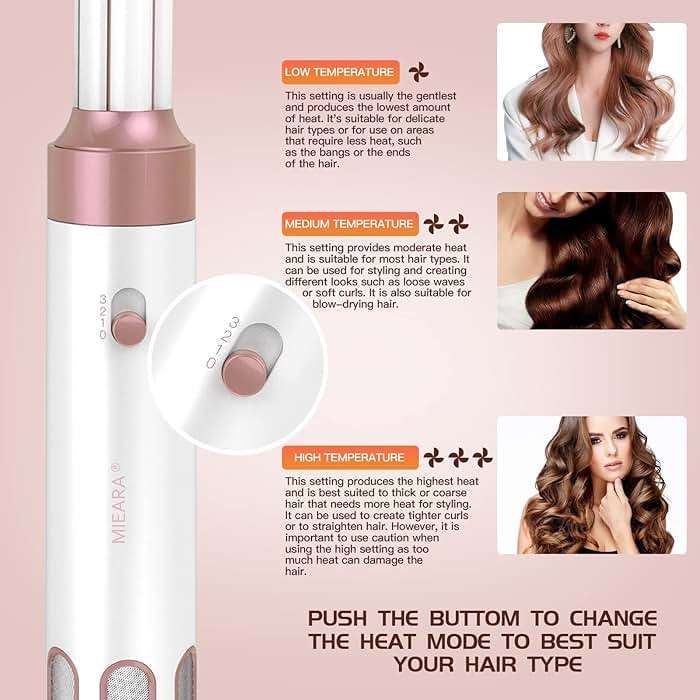 MIEARA 5 in 1 Hair Styler, Blow Dryer Brush, Hot Curling Brush, Air Styler, Straightener Brush, Hair Curler, Hair Styling Tools for Volumizing & Styling for Women Travel - Image 4