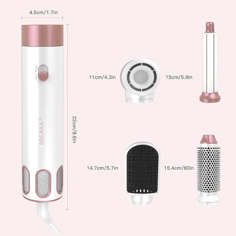 MIEARA 5 in 1 Hair Styler, Blow Dryer Brush, Hot Curling Brush, Air Styler, Straightener Brush, Hair Curler, Hair Styling Tools for Volumizing & Styling for Women Travel - Image 7