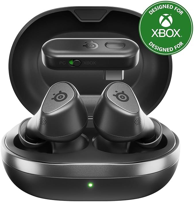 SteelSeries Arctis GameBuds for Xbox/PC/PS5/Switch/Mobile — Quick-Switch 2.4GHz+Bluetooth 5.3 — Active Noise Cancelling — Mobile App — Water Resistant IP55 — 40H Battery with Qi Charging Case - Black - Product Image