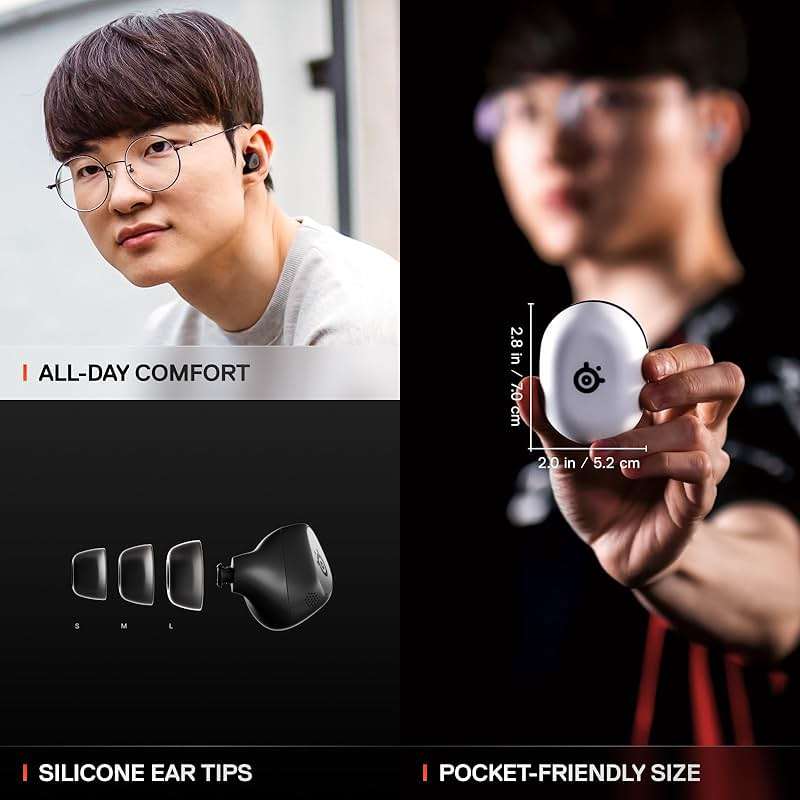 SteelSeries Arctis GameBuds for Xbox/PC/PS5/Switch/Mobile — Quick-Switch 2.4GHz+Bluetooth 5.3 — Active Noise Cancelling — Mobile App — Water Resistant IP55 — 40H Battery with Qi Charging Case - Black - Image 7