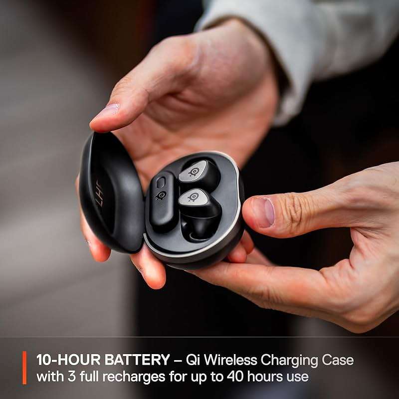SteelSeries Arctis GameBuds for Xbox/PC/PS5/Switch/Mobile — Quick-Switch 2.4GHz+Bluetooth 5.3 — Active Noise Cancelling — Mobile App — Water Resistant IP55 — 40H Battery with Qi Charging Case - Black - Image 8