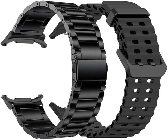 YEEJOK Compatible for Samsung Galaxy Watch Ultra 47mm Bands 2024/2025, Stainless Steel Metal+Soft Breathable Rugged Silicone Watch Straps Replacement for Men Women Smartwatch Accessory - Image 1