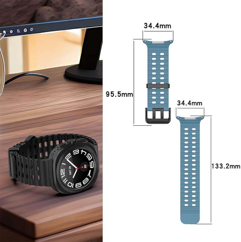 YEEJOK Compatible for Samsung Galaxy Watch Ultra 47mm Bands 2024/2025, Stainless Steel Metal+Soft Breathable Rugged Silicone Watch Straps Replacement for Men Women Smartwatch Accessory - Image 6
