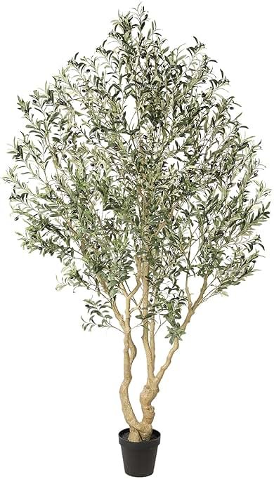 Realead Artificial Olive Tree 8ft - Large Faux Olive Tree with Realistic Leaves and Olives - Full and Grand Design Fake Olive Tree with Sturdy Base for Indoor Office Decor - Product Image