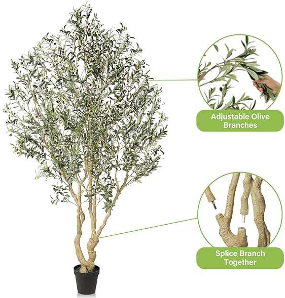 Realead Artificial Olive Tree 8ft - Large Faux Olive Tree with Realistic Leaves and Olives - Full and Grand Design Fake Olive Tree with Sturdy Base for Indoor Office Decor - Image 7