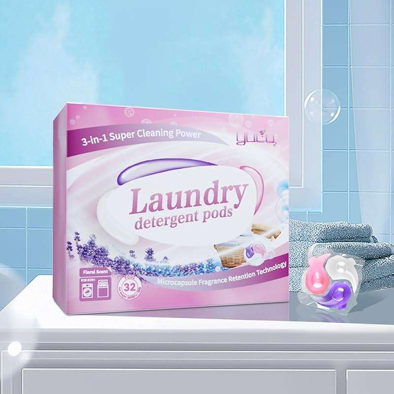 YUCO Pods Laundry Detergent Hypoallergenic, 3IN1 Super Cleaning Power, Microcapsule Fragrance Retention Technology (Floral Scent,1 Box of 32 Pod,Net 15g/pod,Net 480g) - Image 8