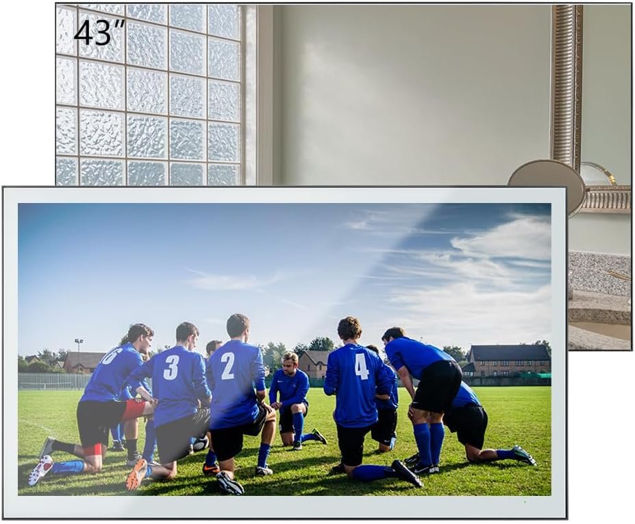 Soulaca 43 inches Large 4K Waterproof Smart Mirror TV for Bathroom & SPA, IPX6 Goo-gle TV, Wi-Fi, Bluetooth, DTV Tuner, Vanishing Display - Product Image