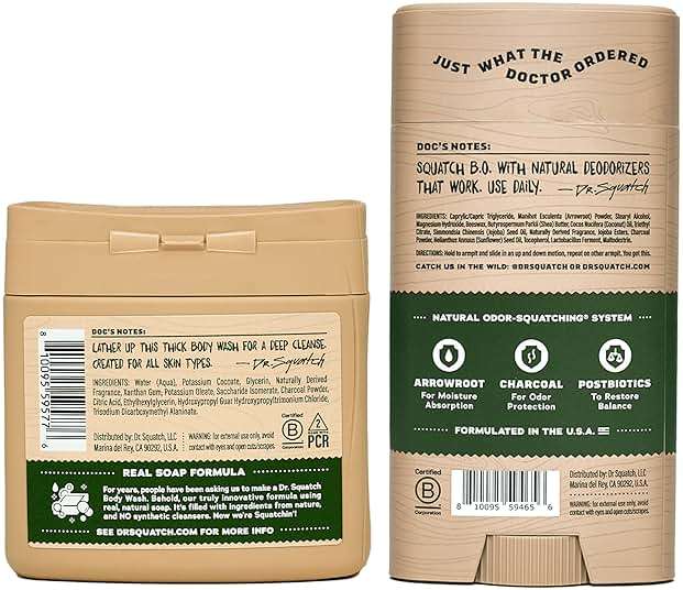 Dr. Squatch NEW Body Wash and Deodorant for Men Gift Set | No Paraben, Phthalate, Sulfate | Odor-Squatching, Aluminum-Free | Pine Tar Body Wash (8 oz, 3-Pack) & Deodorant (2.56 oz, 2-Pack) - Image 2