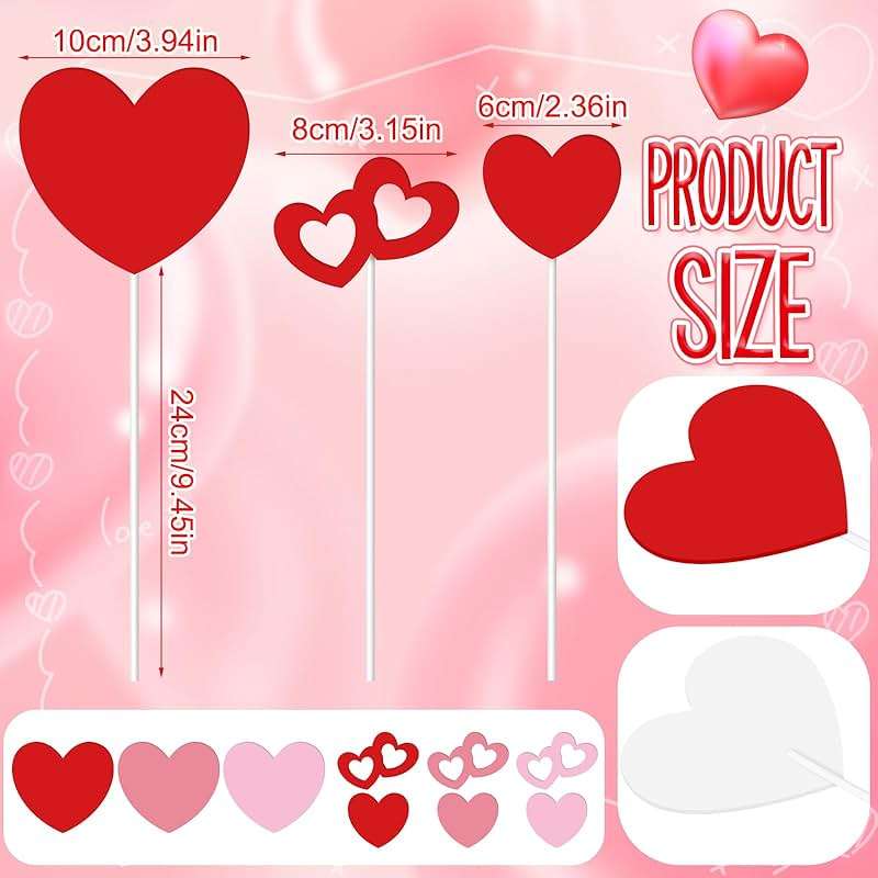 MorningRo 9 Pcs Metal Heart Planter Stakes Valentine's Day Hollow Heart Planter Stakes Valentine's Day Outdoor Decorations for Valentine's Anniversary Wedding Party (Sweet Color) - Image 2