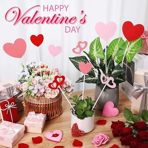 MorningRo 9 Pcs Metal Heart Planter Stakes Valentine's Day Hollow Heart Planter Stakes Valentine's Day Outdoor Decorations for Valentine's Anniversary Wedding Party (Sweet Color) - Image 4