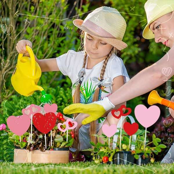 MorningRo 9 Pcs Metal Heart Planter Stakes Valentine's Day Hollow Heart Planter Stakes Valentine's Day Outdoor Decorations for Valentine's Anniversary Wedding Party (Sweet Color) - Image 6