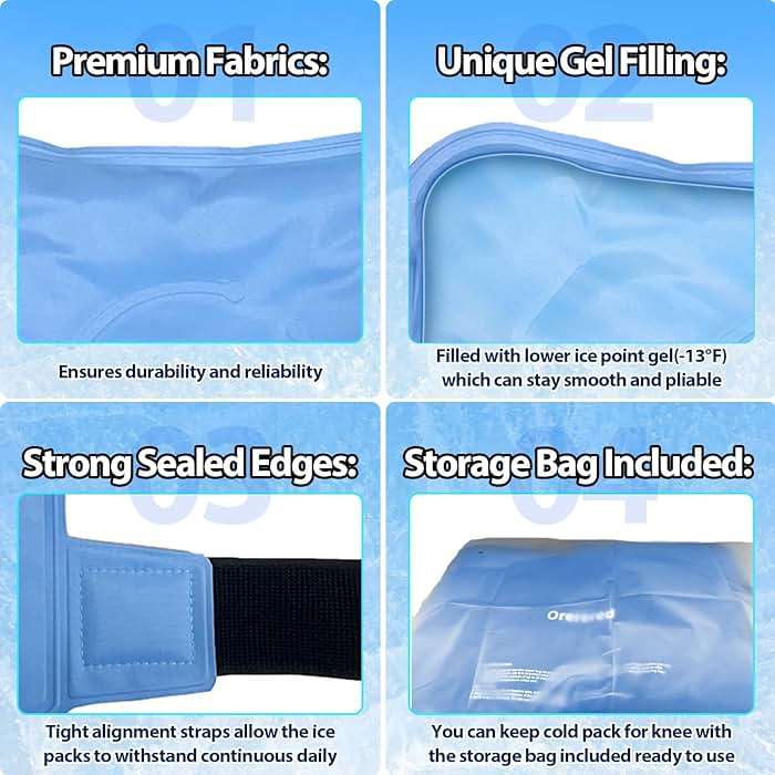 Ice Packs for Injuries Reusable, Knee Gel Ice Pack Wrap Pain Relief for Knee Replacement Surgery, Swelling, Meniscus Tear, ACL, Sports Injuries, Bruises and Arthritis, Elbow Ice Pack Blue - Image 7