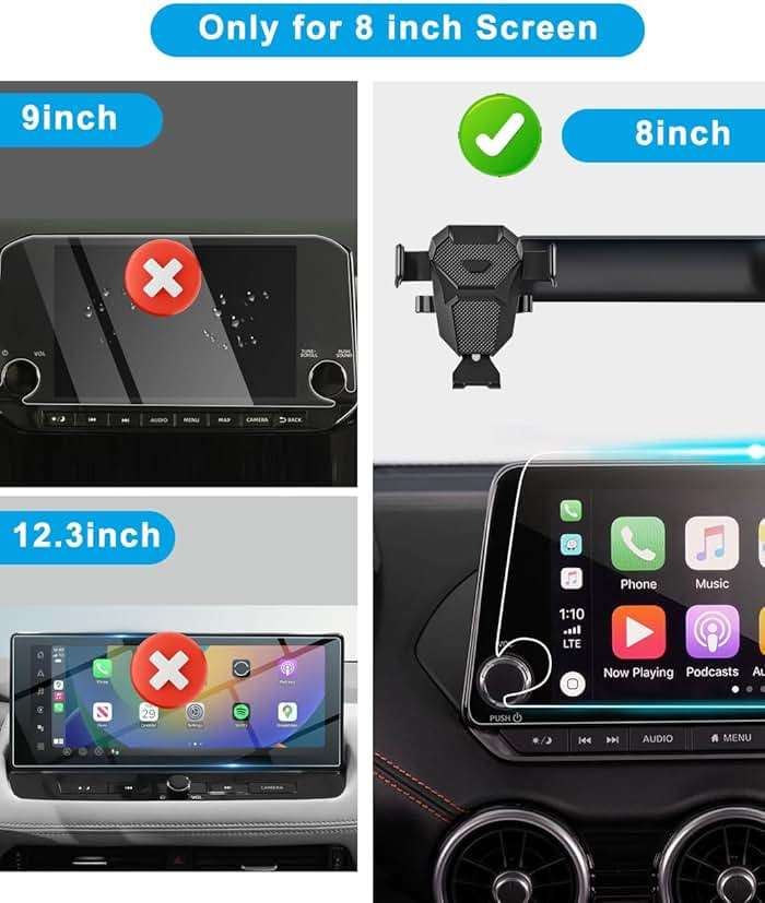 KEPHTH Car Phone Holder Accessories for Nissan Altima SR SV 2019-2024 2025/Sentra SR SV 2020-2024 2025/Rogue S SV 2021-2025 2026 Dash Mount Cell Phone Holder for Most Smartphones(for 8inch Screen) - Image 2
