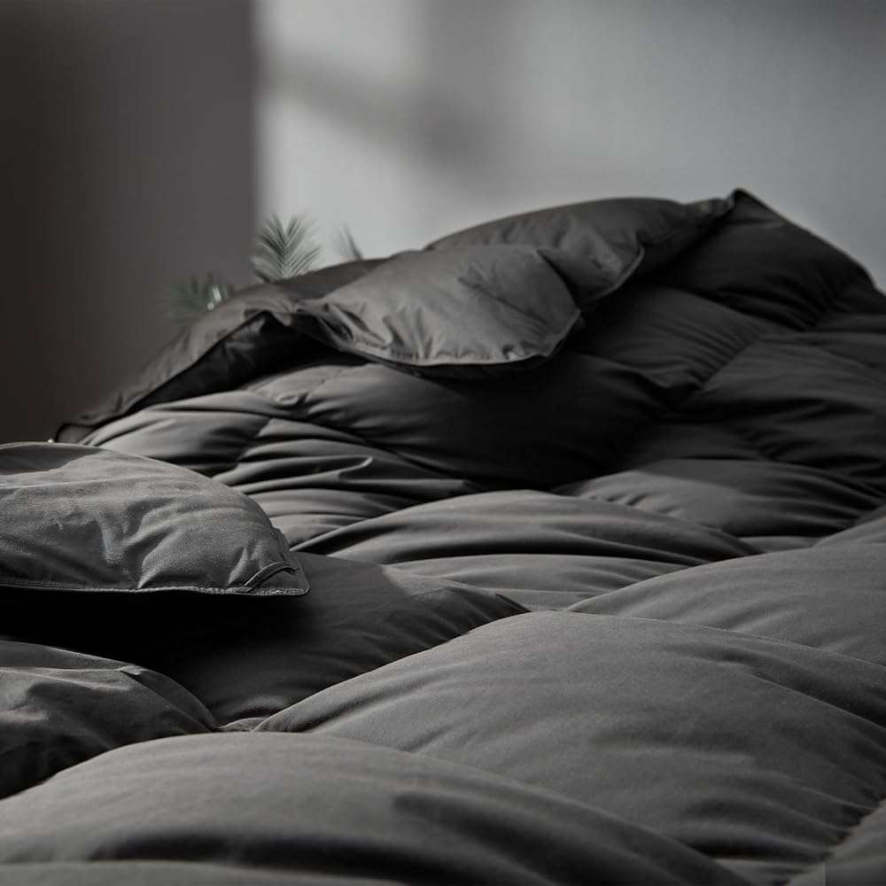 Saisier Grey Goose Feather Down Comforter Queen Size, Premium All Season Duvet Insert, 750+ Fill Power 1200TC Cotton Blend Fabric Hotel Style Comforter, 42 Oz Lightweight (90x90, Dark Grey) - Image 8