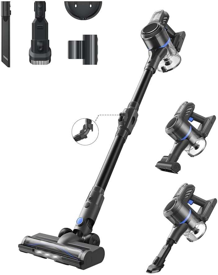 MOVA J30 Cordless Vacuum Cleaner,144AW Powerful Suction, 180° Folding Tube Cleans Corners, 4-in-1 Stick Vacuum, 60Min Runtime, Anti-Tangle Brush with Lights, Deep Clean Pet Hair, Hard Floor, Carpet - Image 1