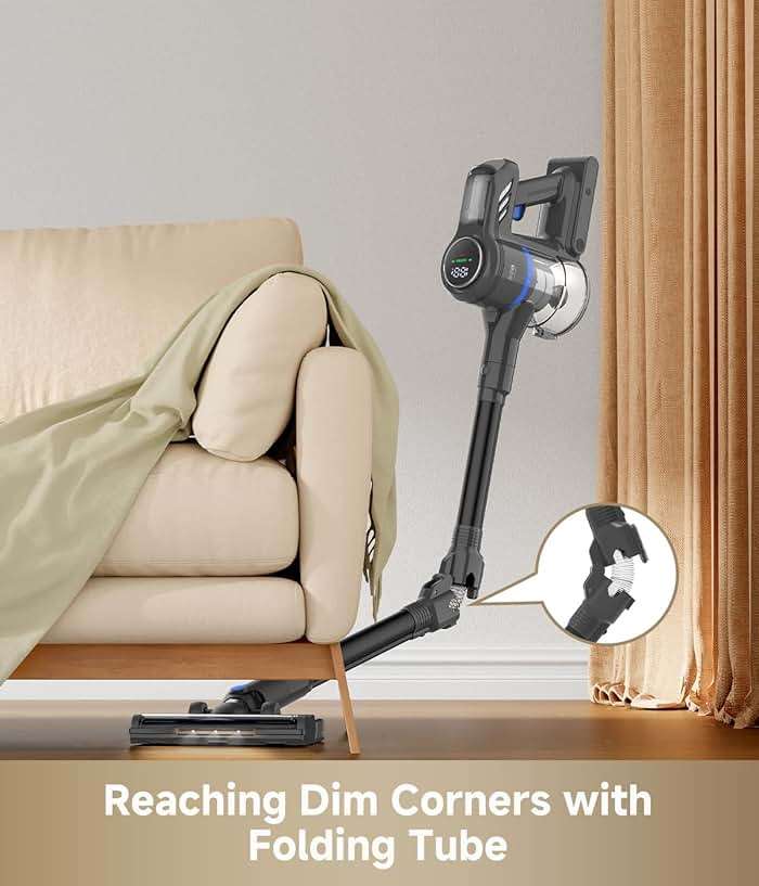 MOVA J30 Cordless Vacuum Cleaner,144AW Powerful Suction, 180° Folding Tube Cleans Corners, 4-in-1 Stick Vacuum, 60Min Runtime, Anti-Tangle Brush with Lights, Deep Clean Pet Hair, Hard Floor, Carpet - Image 3