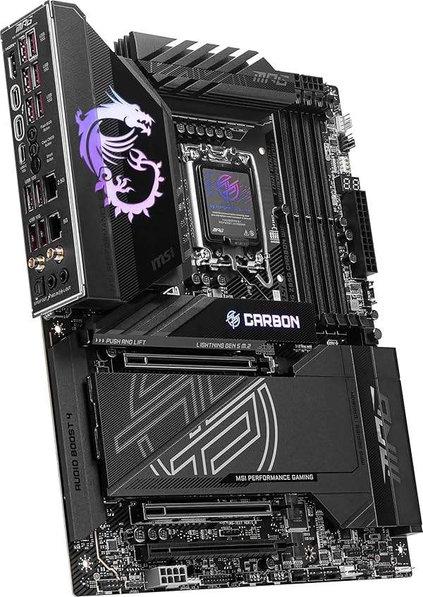 MSI MPG X870E Carbon WiFi Gaming Motherboard (AMD Ryzen 9000/8000/7000 Series Processors, AM5, DDR5, PCIe 5.0, M.2 Gen5, SATA 6Gb/s, USB 40Gbps, HDMI, Wi-Fi 7, Bluetooth 5.4, 5Gbps LAN, ATX) - Image 3