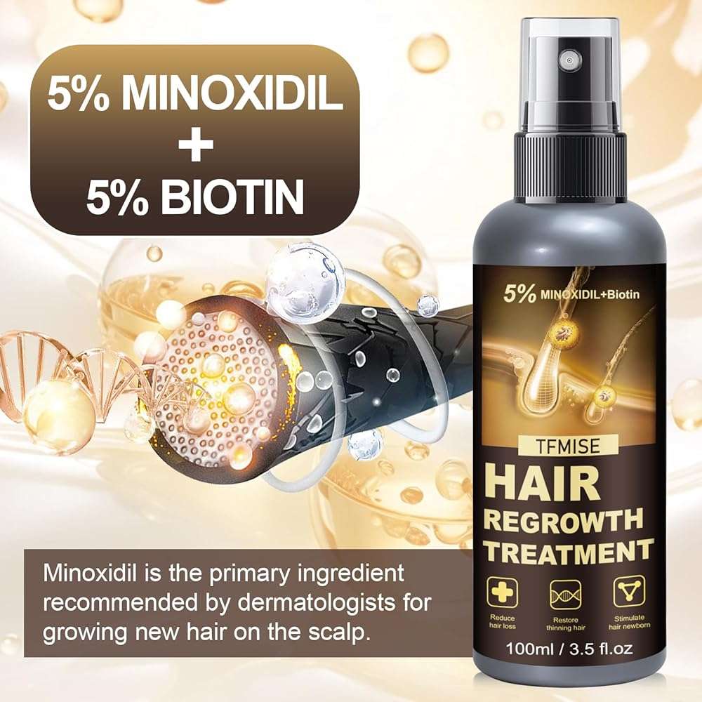 Minoxidil Spray - 5% Minoxidil for Men, Minoxidil for Women Hair Growth Products, Extra Strength Hair Regrowth Devices with Biotin, Help to Stop Loss Hair Unscented Light and non Greasy 3.38 Fl.OZ - Image 7