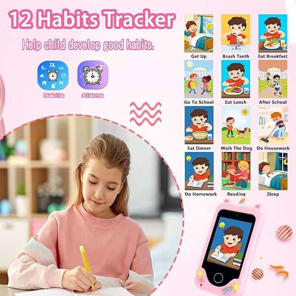Kids Smart Phone for Girls, Christmas Birthday Gifts for Girls Boys Age 3-10,Kids Gift Toys Cell Phone, Toddler Learning Play Toy Phone with Dual Camera, Game, Music Player - Image 6