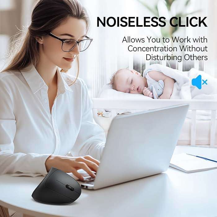 TECKNET Ergonomic Mouse, Wireless Bluetooth Vertical Mouse, 4800 DPI Optical Tracking, 6 Adjustable DPI, Quiet Clicks, 2.4GHz with USB A Receiver, 12 Months Battery, 6 Buttons, Wide Compatibility - Image 8