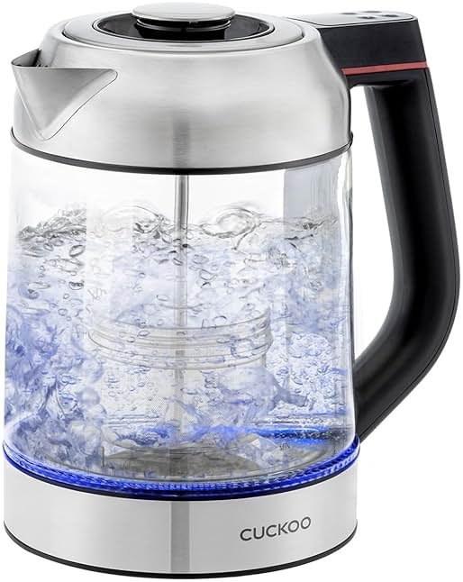 CUCKOO Electric Tea Kettle with Infuser, Glass Electric Kettle with Multi-Temperature Control, Easy to Read LED Lights, 1.7 Liter Capacity Tea Maker Pot (CK-G170BS) - Product Image