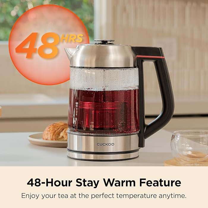 CUCKOO Electric Tea Kettle with Infuser, Glass Electric Kettle with Multi-Temperature Control, Easy to Read LED Lights, 1.7 Liter Capacity Tea Maker Pot (CK-G170BS) - Image 7