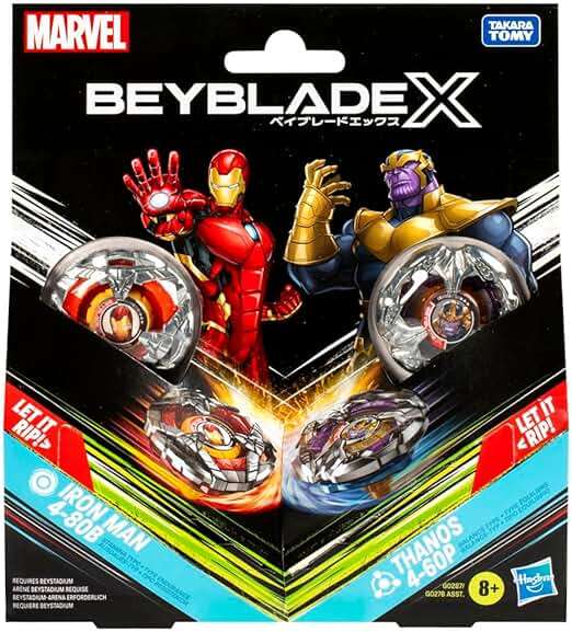 Beyblade X, Marvel Collab, Iron Man 4-80B vs.Thanos 4-60P Multipack - 2 Top & 2 Launchers Toy Set - Ages 8 and Up - Image 3