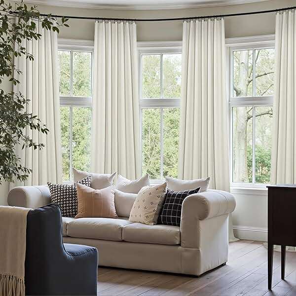 100% Blackout Curtains 84 Inch Length 2 Panels Set Neutral Boho Linen Farmhouse for Bedroom Windows Living Room Darkening Thermal Insulated Drapes Natural Cream Ivory 7ft Long Back Tab Pleated Pocket - Image 7