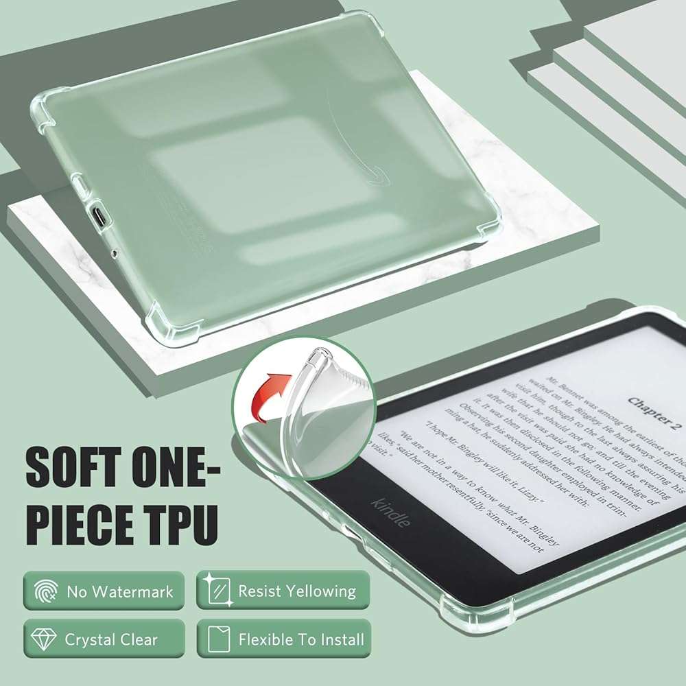 iDLEHANDS Clear Case for 6" Kindle 2024 and 2022 (11 Generation) - Ultra-Slim Soft TPU Transparent Cover, Lightweight & Durable Protection, Clear - Image 3