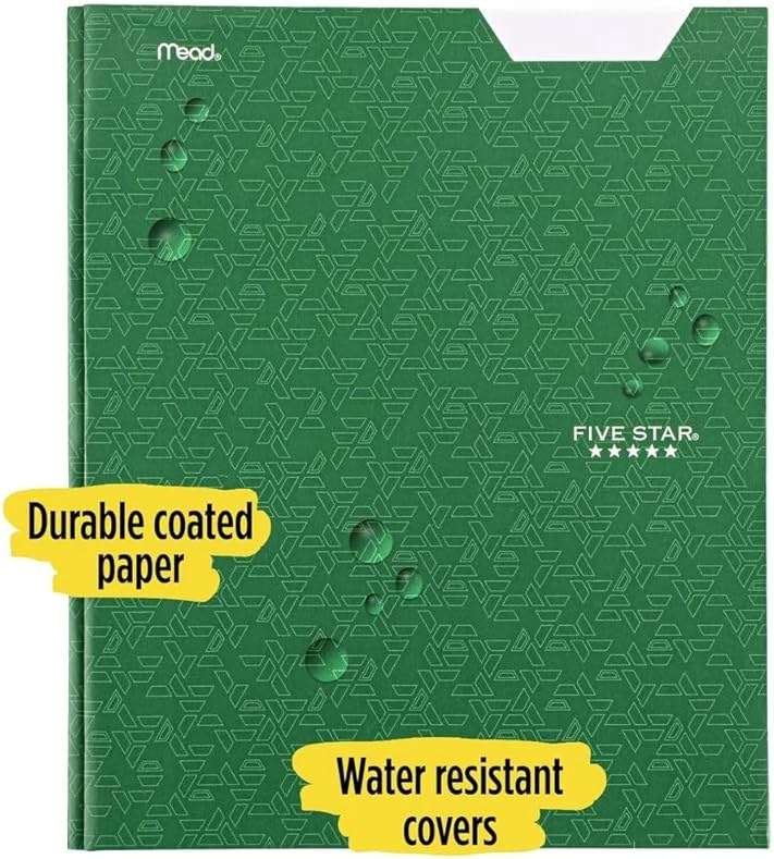 Five Star Paper Folder - 2 Pocket & 3 Prong Folder for Letter-Sized Papers (Forest Green) - Image 6