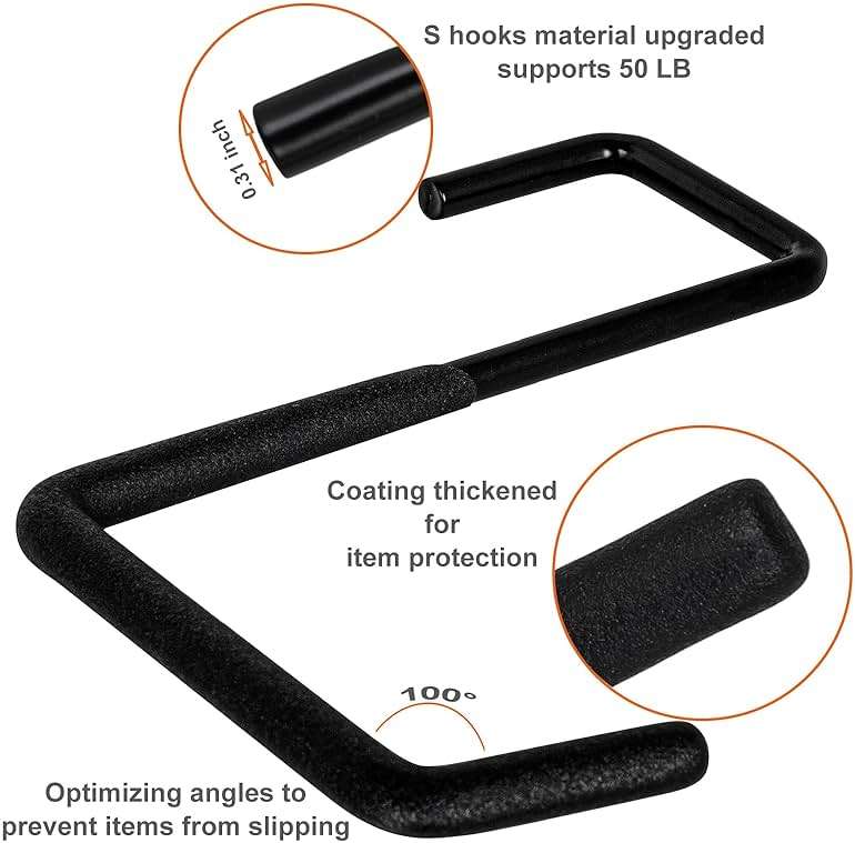Gueryee Rafter Hanger Hook 2 Pcs, Large S Hooks, Upgraded Fence Hangers, Ladder and Bike Hanging Hooks for Storage, Heavy Duty Garage Utility Rafter Hook for Hanging Hose, Plants, Chairs and More - Image 3