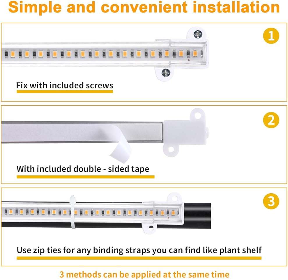 LED Grow Light Strips, Grow Lights for Indoor Plants Full Spectrum 3000K, Plant Light Bar with 3/9/12H Timer, 10 Dimmable Levels for Seedling Succulent,Best Match for Plant Shelf(3 Head×2 Pack) - Image 5